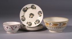 Seven Pieces of Handpainted Earthenware Pottery